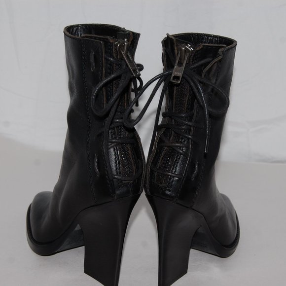 $485❤️ 36/6 HAIDER ACKERMANN Black Real Leather High Heel Ankle Boots Bootie - Picture 4 of 10